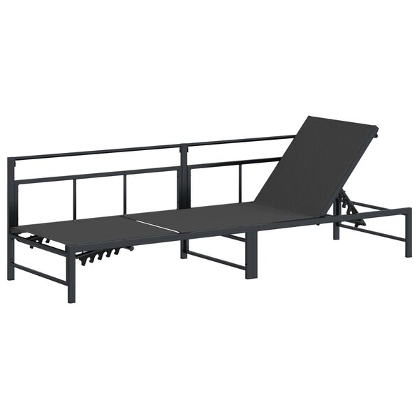 vidaXL Șezlong Negru 200 x 62 x 59,5 cm Textilenă