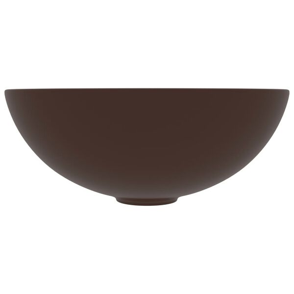 vidaXL Chiuvetă de baie, maro &icirc;nchis, ceramică, rotund