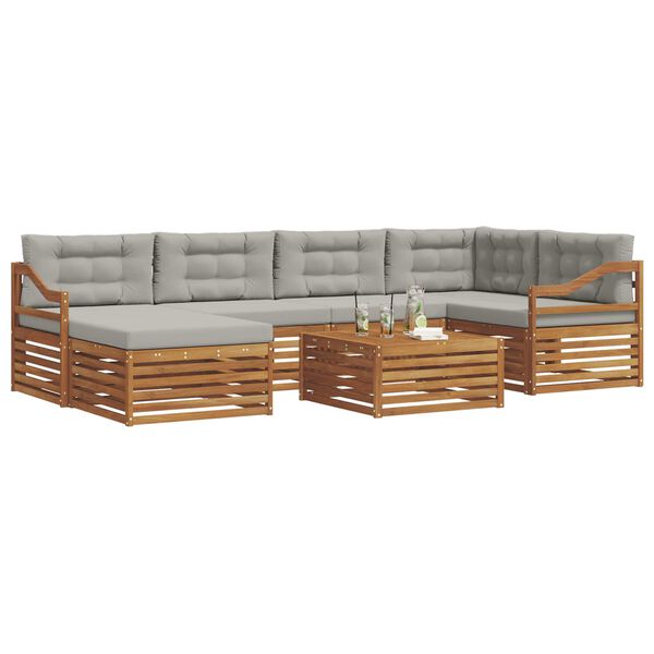 vidaXL Set de canapele de exterior 7 pcs Gri natural și deschis