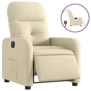 vidaXL Fotoliu rabatabil electric, crem, material textil