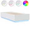 vidaXL Cadru de pat cu lumini LED, alb, 90x200 cm, lemn prelucrat