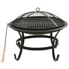 vidaXL Vatră de foc și grătar cu vătrai 2-&icirc;n-1, 56x56x49 cm, oțel