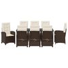 vidaXL Set de masă pentru grădină cu pernă 9 pcs Maro poliratan