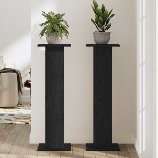 vidaXL Suport pentru plante 2 pcs Stejar Negru 30 x 30 x 95 cm