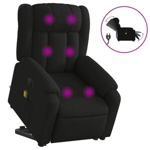 vidaXL Fotoliu electric de masaj rabatabil cu ridicare, negru, textil