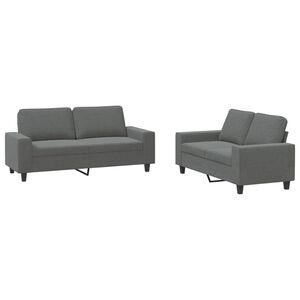 vidaXL Set de canapele, 2 piese, gri &icirc;nchis, material textil