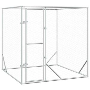 vidaXL Padoc de exterior pentru c&acirc;ini argintiu 2x2x2 m oțel galvanizat