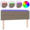 vidaXL Tăblie de pat cu LED, gri taupe, 144x5x78/88 cm, textil