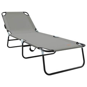 vidaXL Șezlong pliabil Gri 188 x 57 x 86,5 cm Poliester