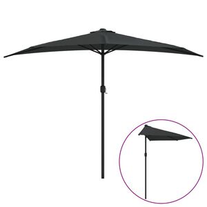 vidaXL Umbrelă de balcon tijă aluminiu negru 300x155x223cm semirotund