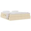 vidaXL Pat cu saltea și spațiu de depozitare Crem 200 x 200 cm
