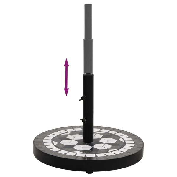 vidaXL Suport umbrelă de soare, negru și alb, rotund, 12 kg