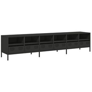 vidaXL Dulap TV, negru, 202x39x43,5 cm, oțel laminat la rece