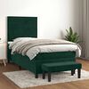 vidaXL Pat box spring cu saltea, verde &icirc;nchis, 90x190 cm, catifea