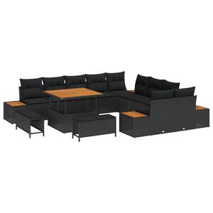 vidaXL Set de canapele pentru grădină 13 buc. 12-Număr de locuri Negru