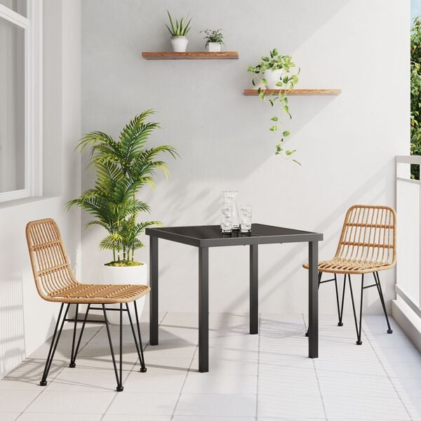 vidaXL Set de masă pentru grădină 5 pcs Maro Rattan poli