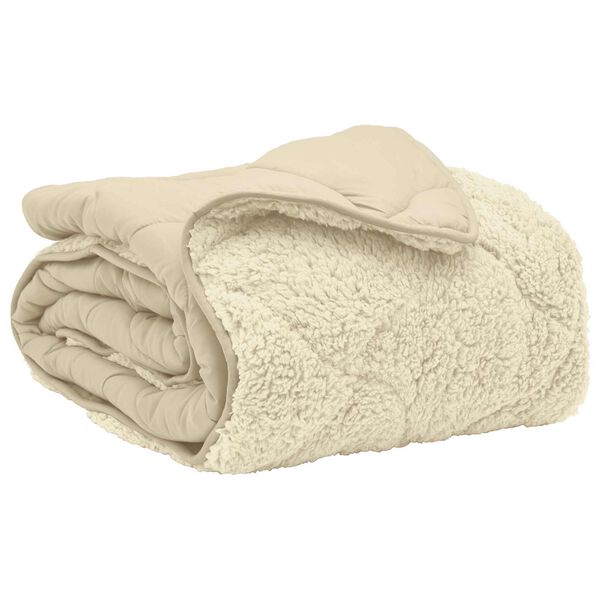 vidaXL Duvet de iarnă Crem 200 x 200 cm Microfibră și fleece Teddy