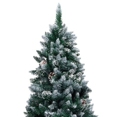 vidaXL Brad de Crăciun artificial cu conuri și zăpadă albă, 180 cm