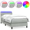 vidaXL Pat cu arcuri cu saltea și LED, gri deschis, 80x210 cm, catifea