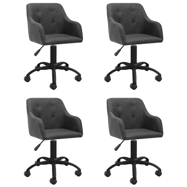 vidaXL Scaune de bucătărie pivotante, 4 buc., gri &icirc;nchis, textil