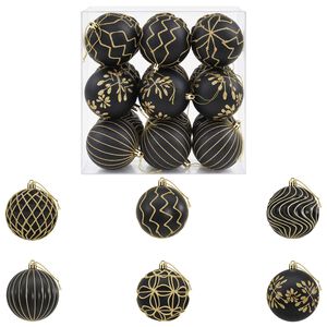 vidaXL Set de globuri de Crăciun XL 18 buc. Negru și Aur 8 cm