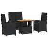 vidaXL Set mobilier de grădină cu perne, 4 piese, negru, poliratan