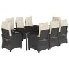 vidaXL Set mobilier de grădină cu perne, 9 piese, negru, poliratan