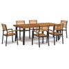 vidaXL Set mobilier de grădină, 7 piese, lemn masiv de acacia și metal