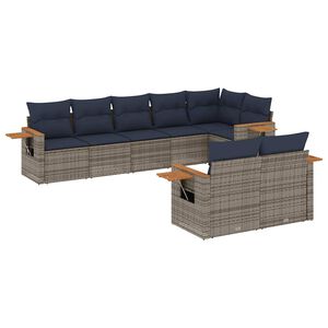 vidaXL Set canapele de grădină cu perne, 8 piese, gri, poliratan
