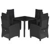 vidaXL Set mobilier de grădină cu perne, 5 piese, negru, poliratan