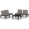 vidaXL Set mobilier de grădină cu perne, 3 piese, gri, plastic