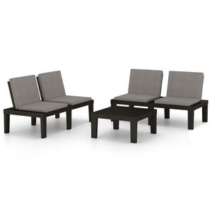 vidaXL Set mobilier de grădină cu perne, 3 piese, gri, plastic