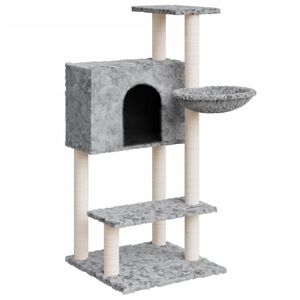 vidaXL Ansamblu pisici, st&acirc;lpi din funie sisal, gri deschis, 108,5 cm