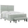 vidaXL Pat cu arcuri cu headboard Gri deschis 190 x 140 cm Catifea