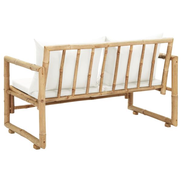 vidaXL Canapea de grădină cu 2 locuri, cu perne, bambus