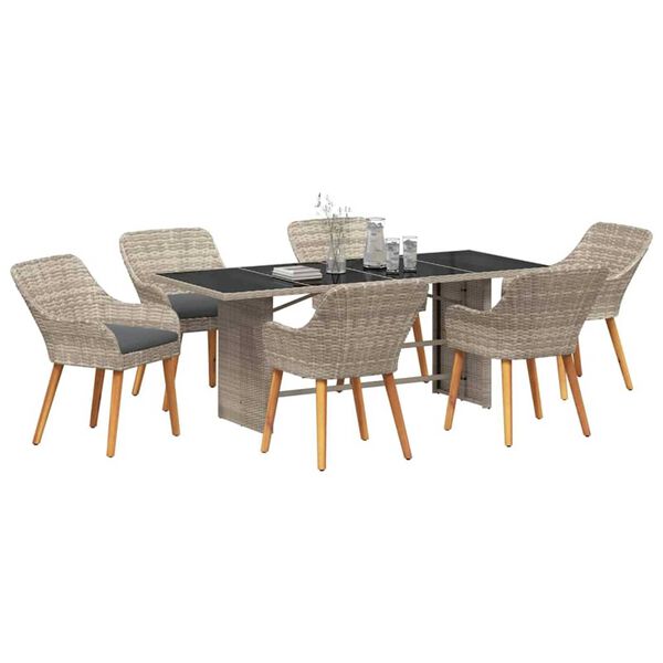 vidaXL Set dining pentru exterior 7 pcs Gri deschis