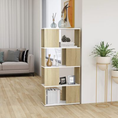 vidaXL Bibliotecă/Separator cameră alb/stejar sonoma 60x24x124,5 cm
