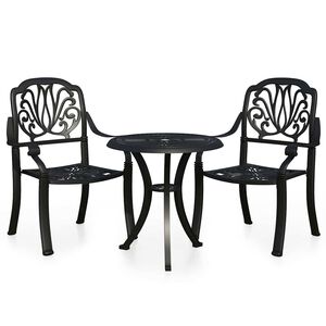 vidaXL Set mobilier bistro, 3 piese, negru, aluminiu turnat