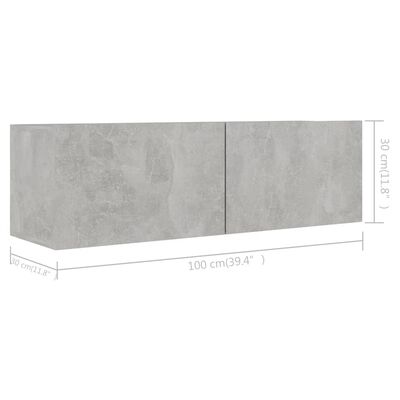vidaXL Dulapuri TV, 4 buc, gri beton, 100x30x30 cm, lemn prelucrat