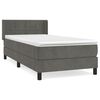 vidaXL Pat box spring cu saltea, gri &icirc;nchis, 80x200 cm, catifea