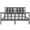 vidaXL Cadru de pat cu tăblie, gri, king size, lemn masiv