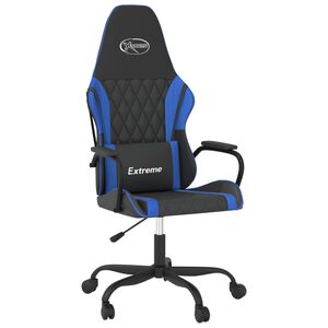 vidaXL Scaun de gaming de masaj, negru și albastru, piele ecologică