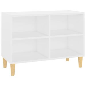 vidaXL Comodă TV, picioare lemn masiv, alb, 69,5x30x50 cm