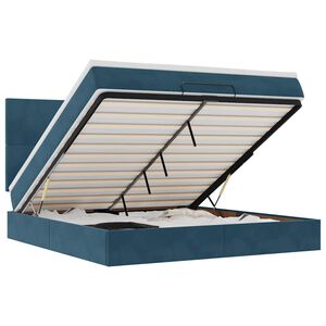 vidaXL Cadru pat otoman cu saltele Albastru &icirc;nchis 160x200cm catifea