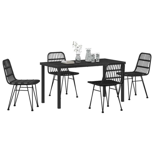 vidaXL Set de masă pentru grădină 5 pcs Negru