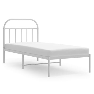 vidaXL Cadru de pat metalic cu tăblie, alb, 80x200 cm
