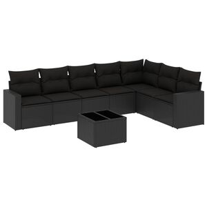 vidaXL Set mobilier de grădină cu perne, 8 piese, negru, poliratan