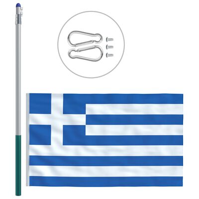 vidaXL Drapel Grecia și stâlp din aluminiu, 6 m