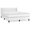 vidaXL Pat box spring cu saltea, alb, 140x190 cm, piele ecologică