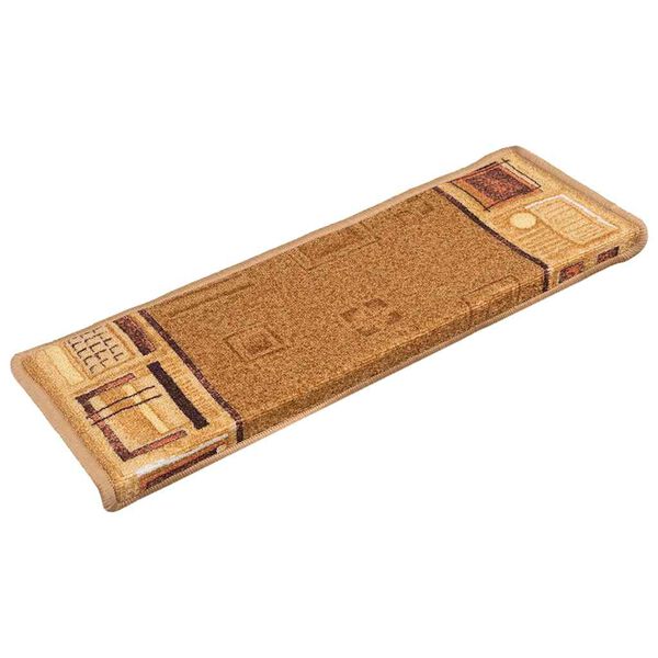 vidaXL Covorașe scări autoadezive, 15 buc., bej, 65x21x4 cm